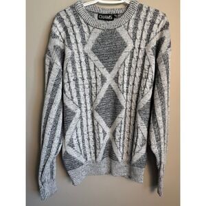 Chams Vintage Marled Gray Cable Knit Sweater XL Cozypunk Grandpacore Retro 90s